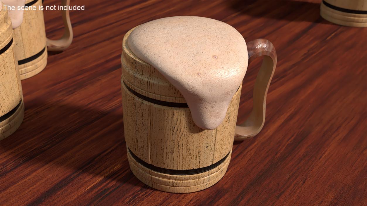 3D model Wooden Mug with Beer