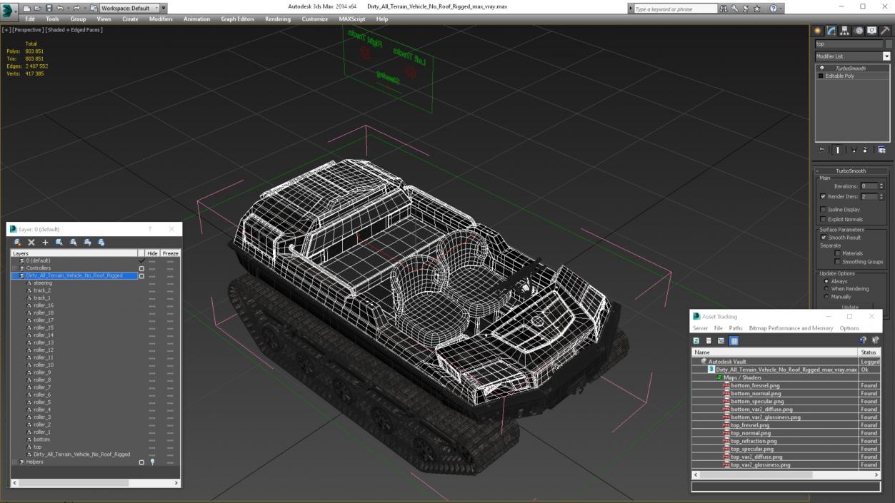 3D model Dirty All Terrain Vehicle No Roof Rigged