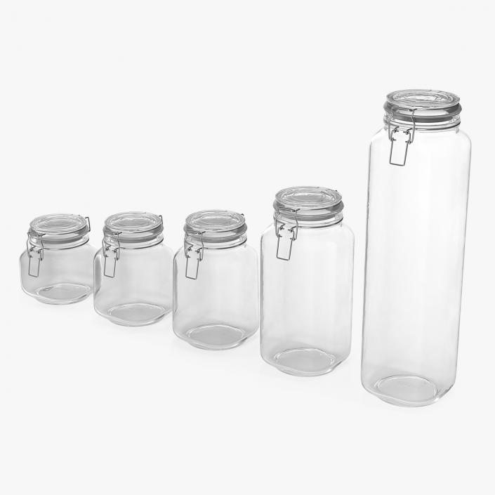 Clip Top Glass Storage Preserving Jars Set 3D