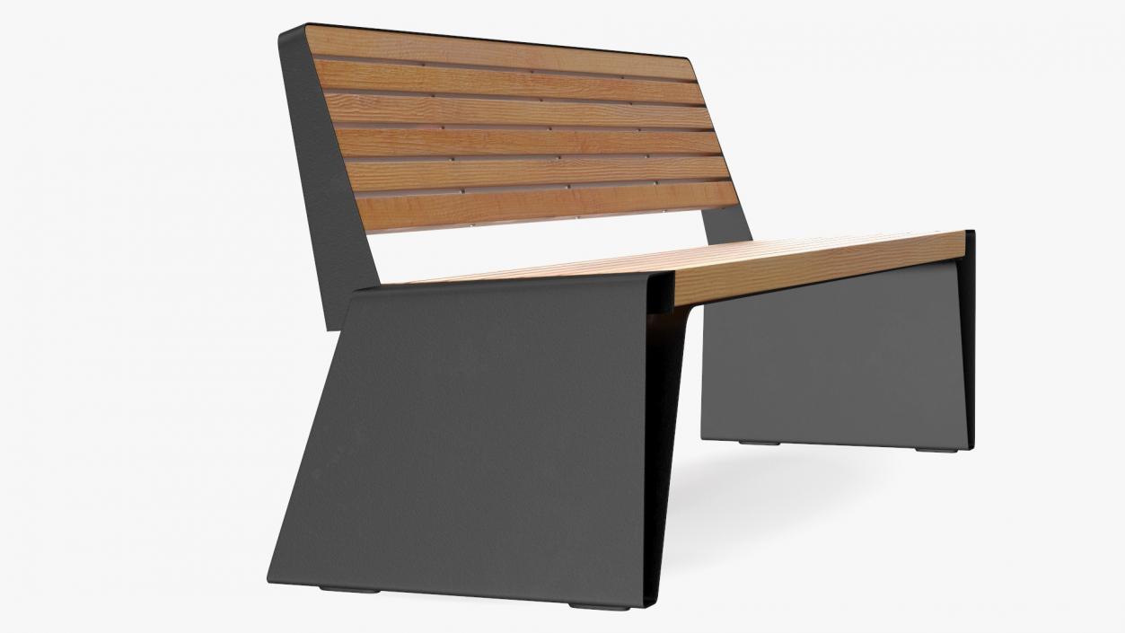 3D model Black Park Bench with Backrest