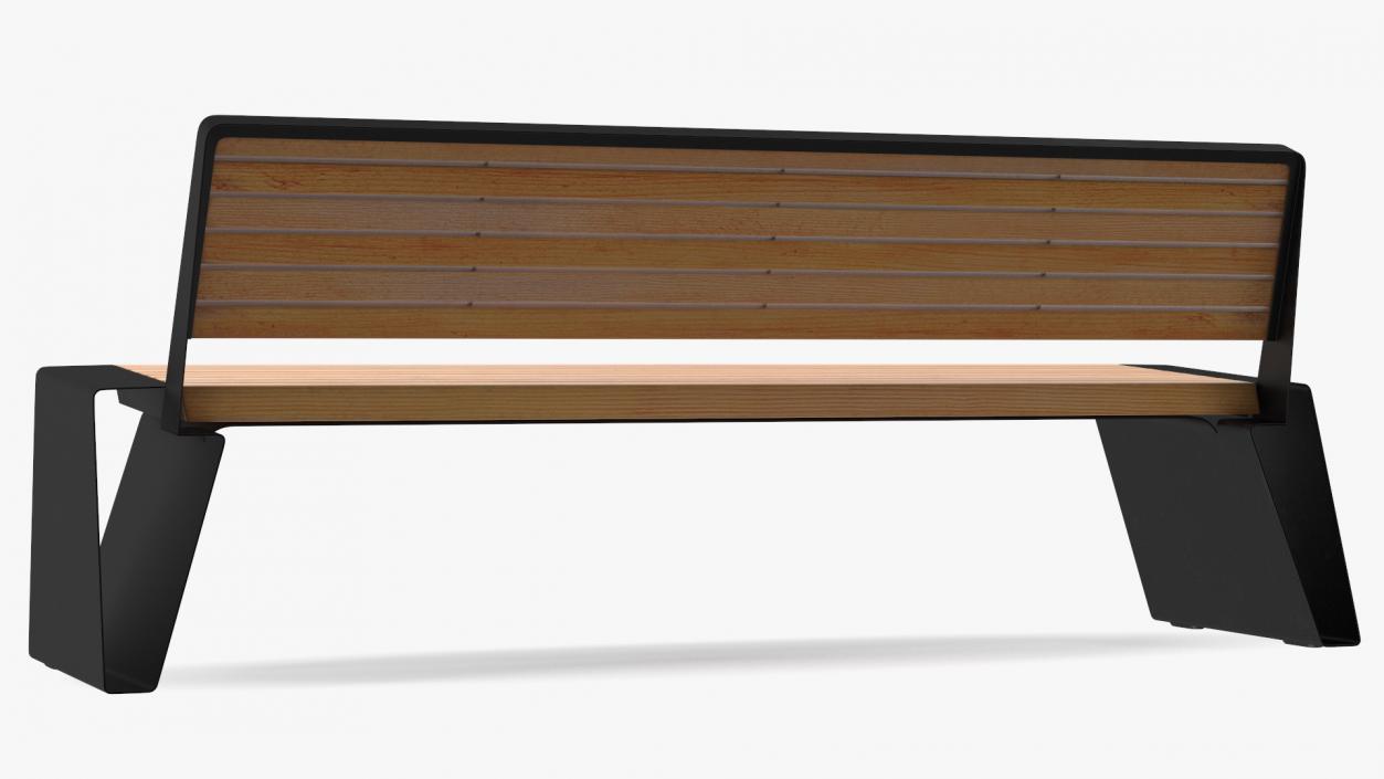 3D model Black Park Bench with Backrest