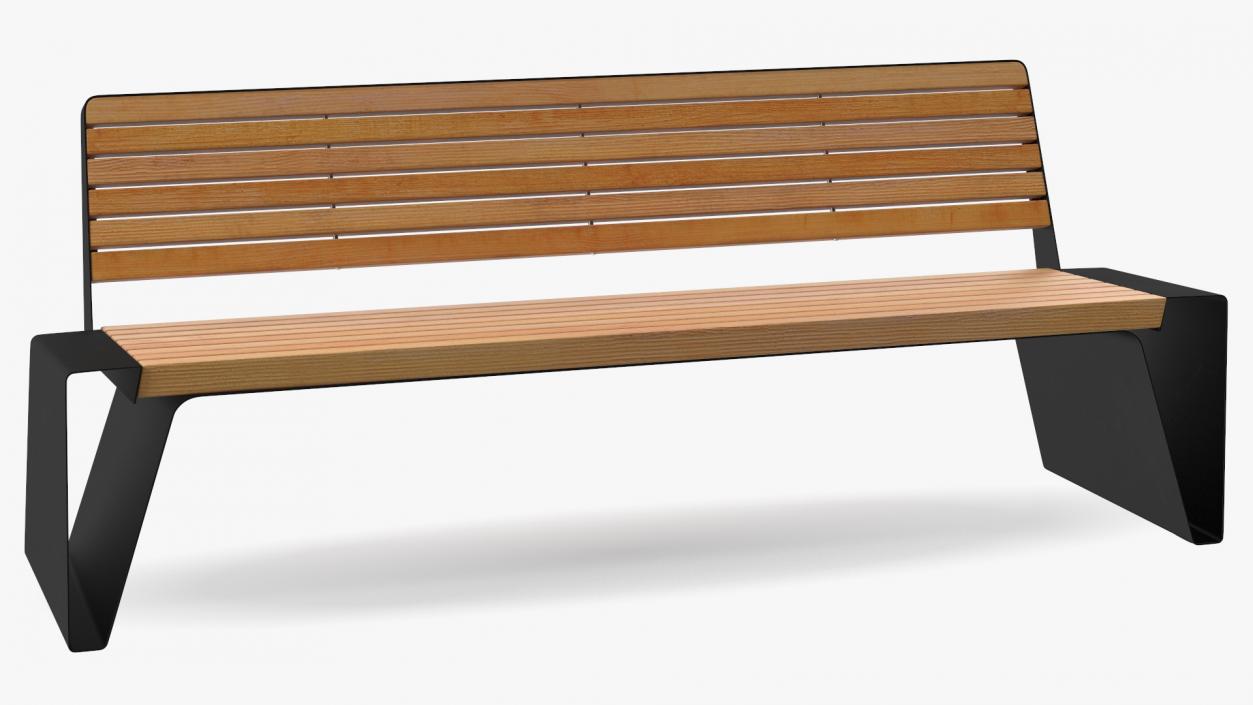 3D model Black Park Bench with Backrest