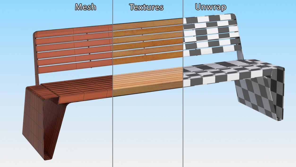 3D model Black Park Bench with Backrest