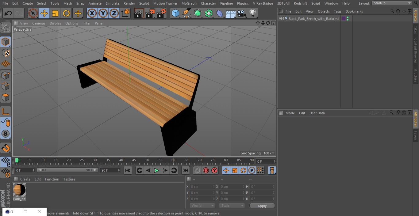 3D model Black Park Bench with Backrest