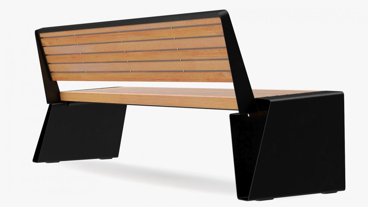 3D model Black Park Bench with Backrest