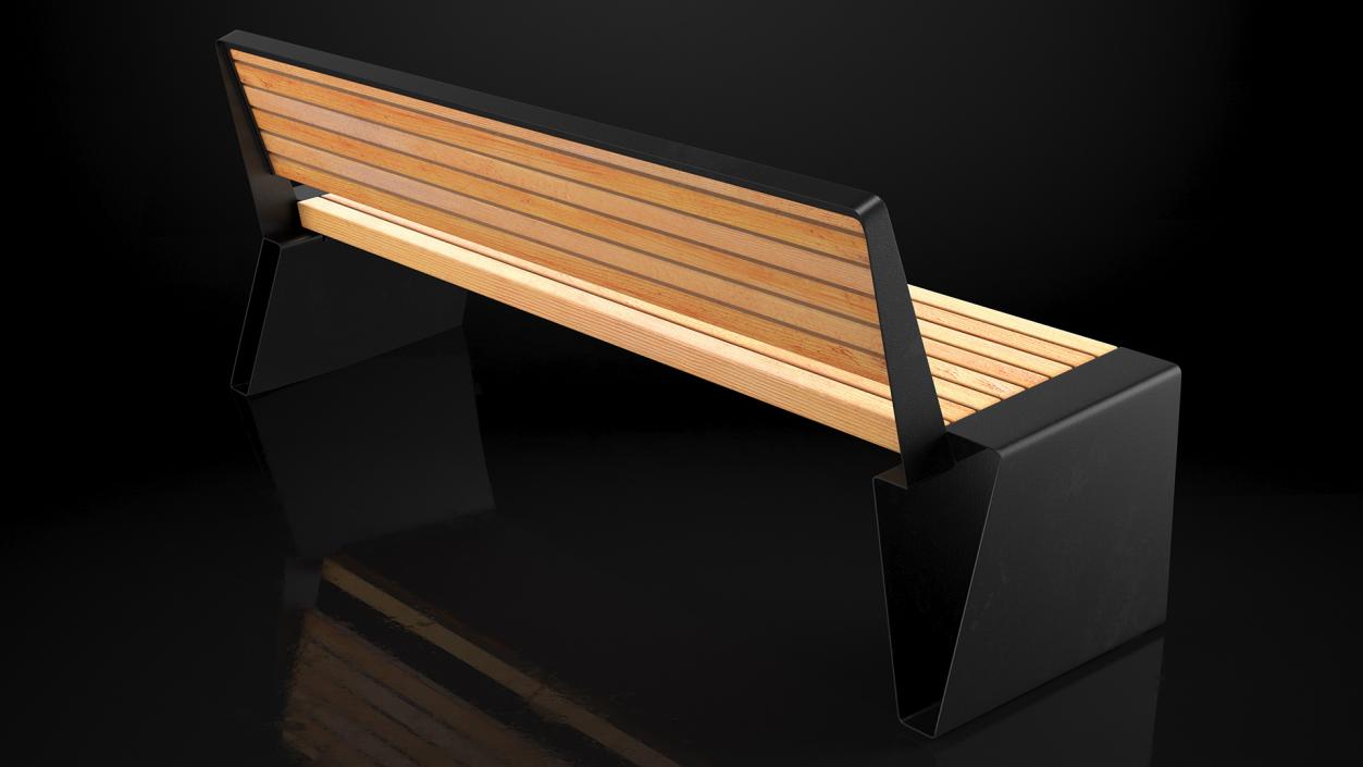 3D model Black Park Bench with Backrest