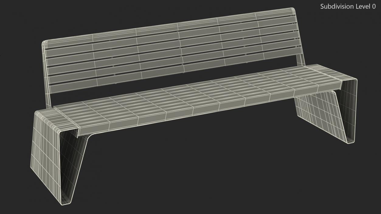 3D model Black Park Bench with Backrest