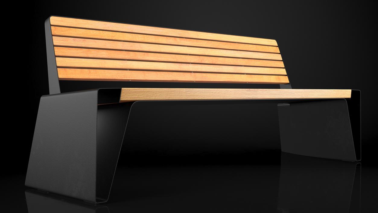 3D model Black Park Bench with Backrest