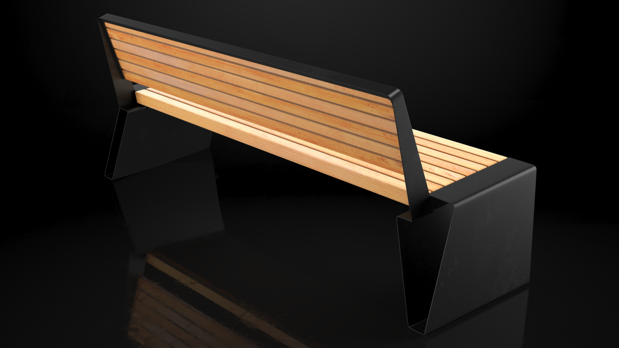 3D model Black Park Bench with Backrest