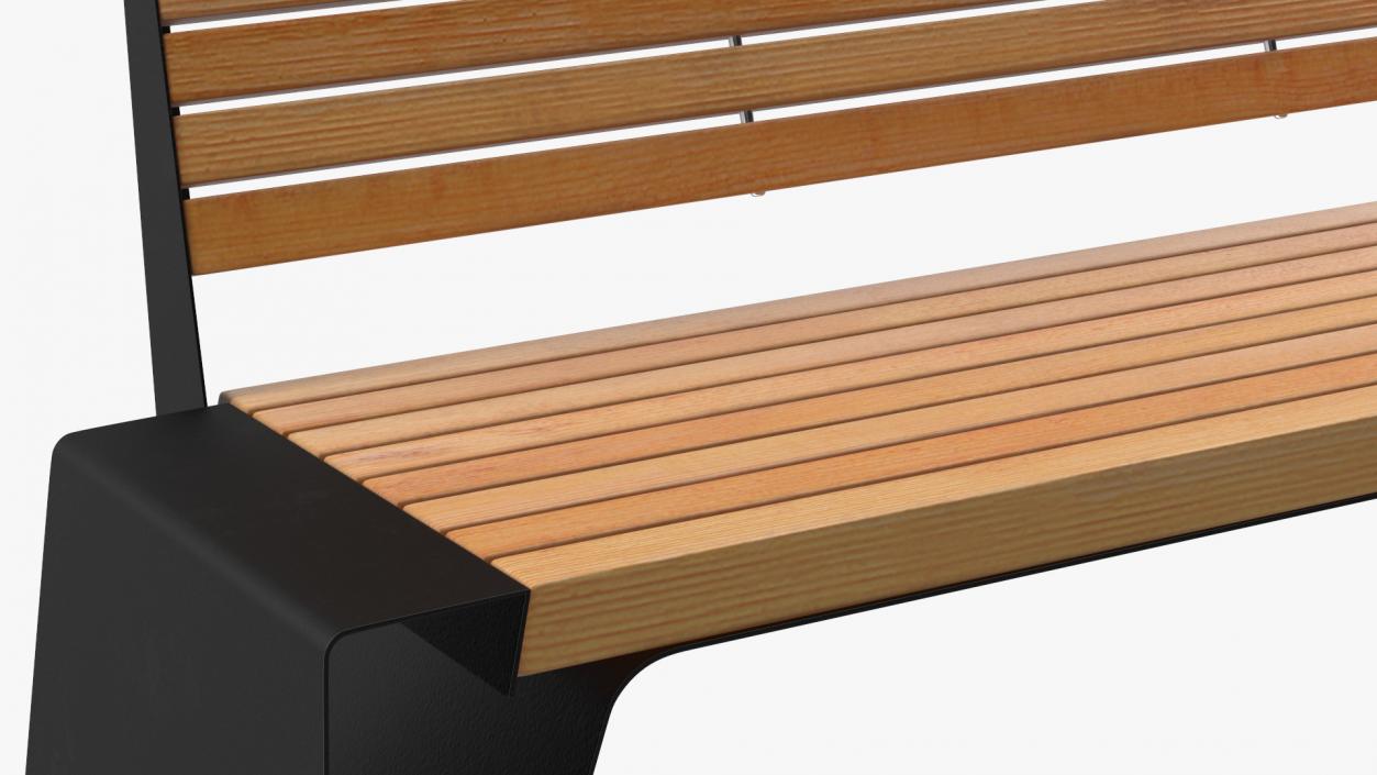 3D model Black Park Bench with Backrest