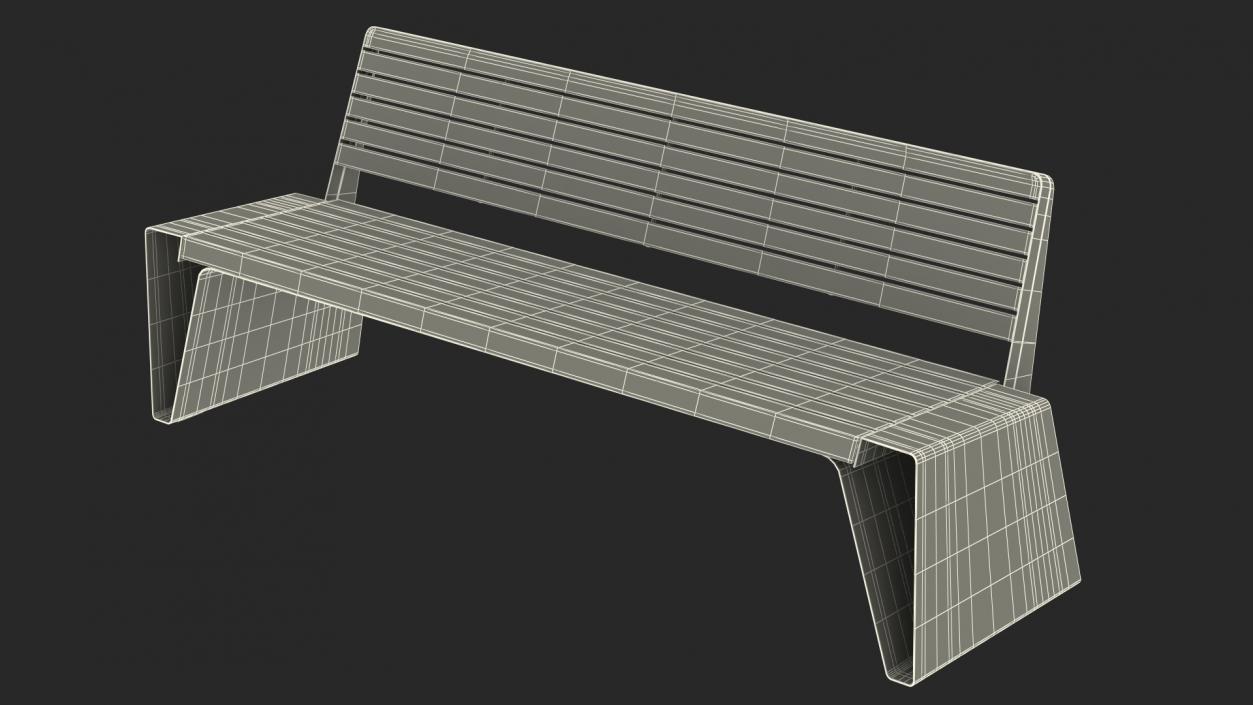 3D model Black Park Bench with Backrest