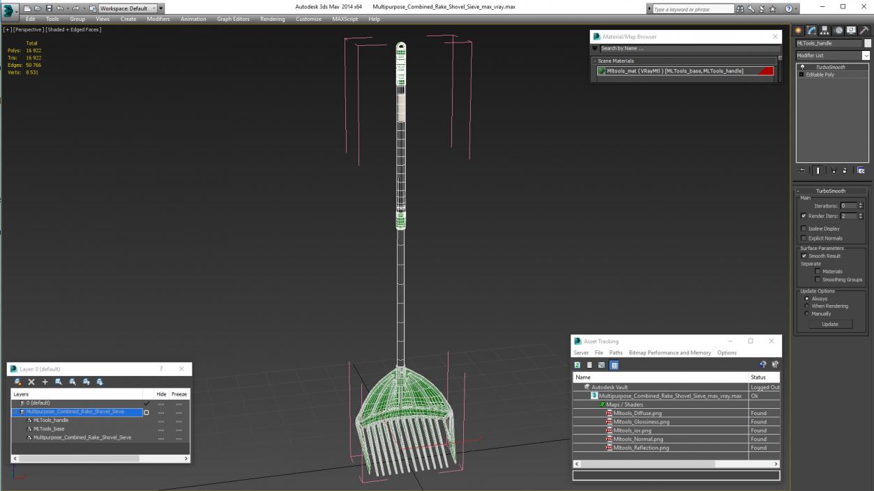 Multipurpose Combined Rake Shovel Sieve 3D model