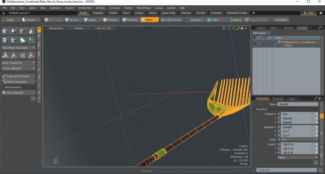 Multipurpose Combined Rake Shovel Sieve 3D model