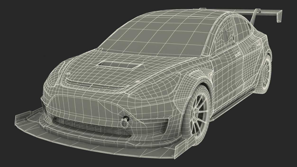 3D Tesla Model 3 Race Car Simple Interior model