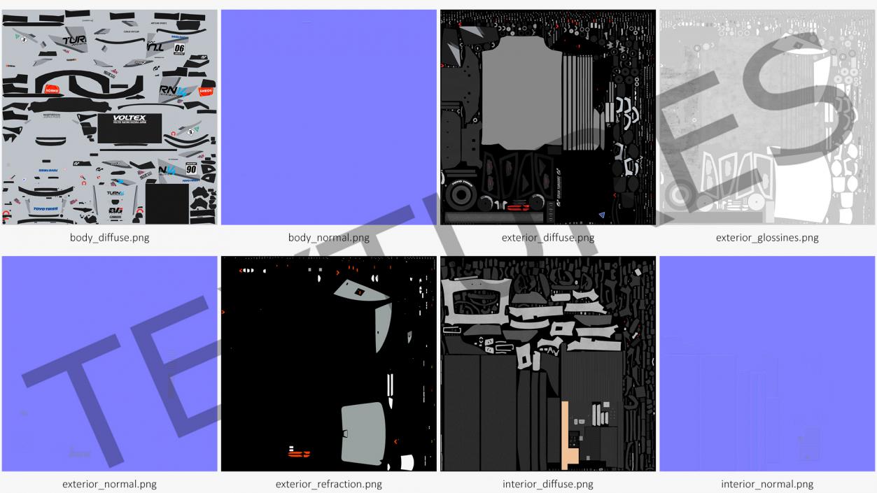 3D Tesla Model 3 Race Car Simple Interior model