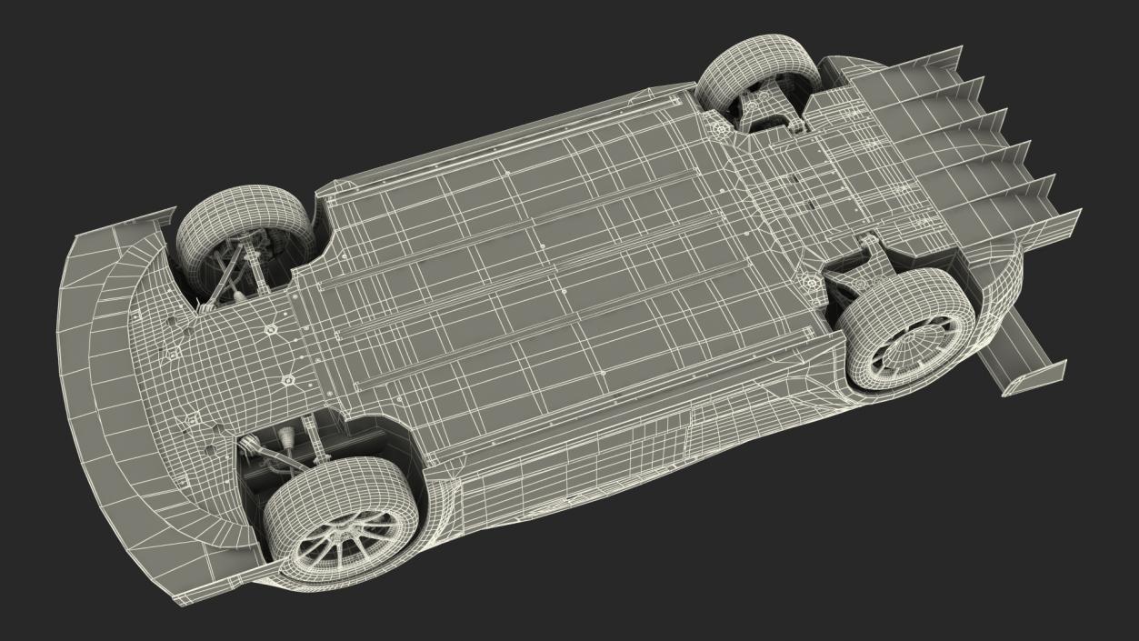 3D Tesla Model 3 Race Car Simple Interior model