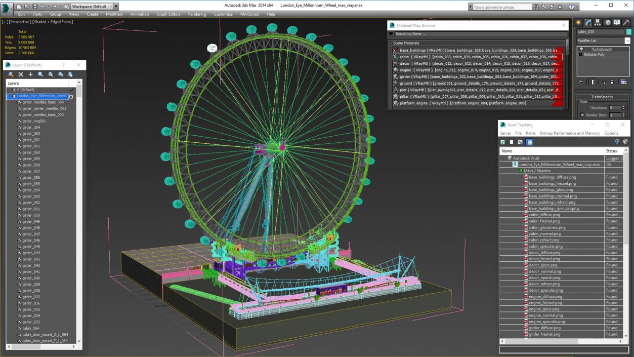 London Eye Millennium Wheel 3D