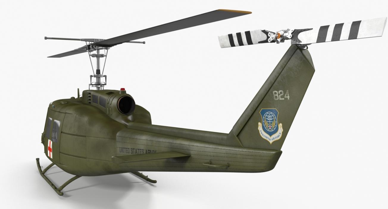 3D Bell UH-1 Iroquois MedEvac Rigged model