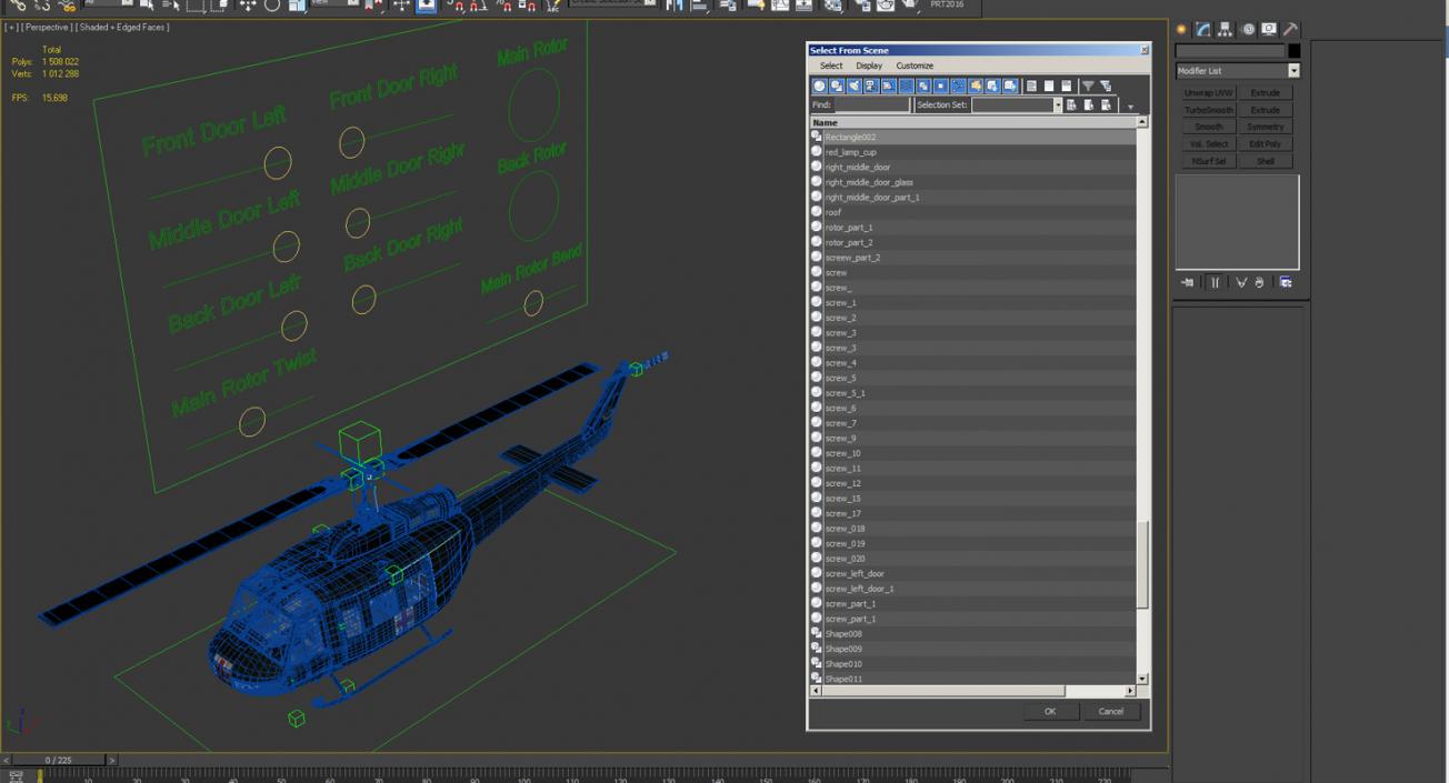 3D Bell UH-1 Iroquois MedEvac Rigged model