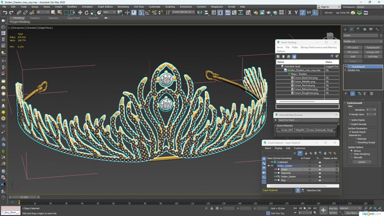 3D Golden Diadem model