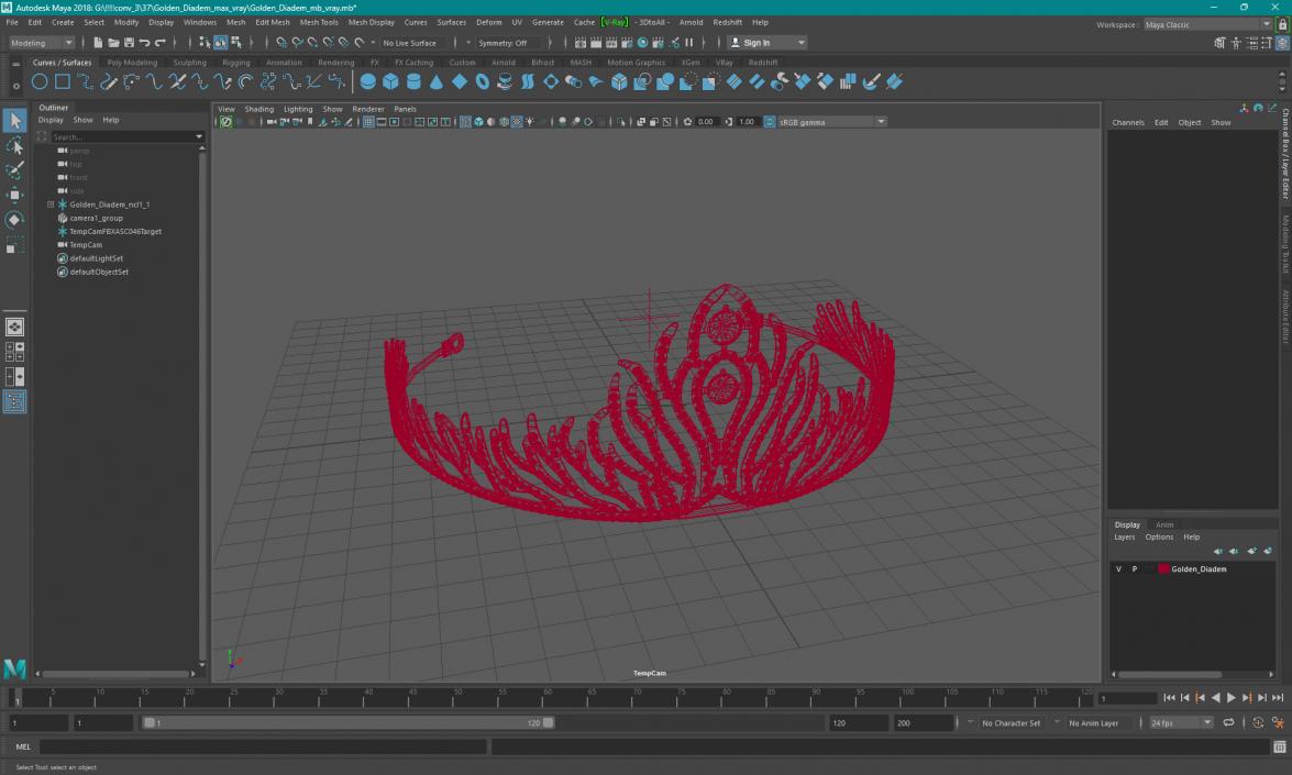 3D Golden Diadem model