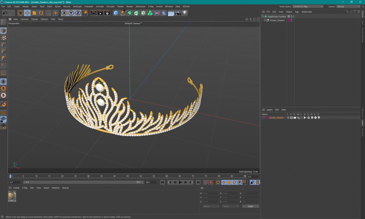 3D Golden Diadem model