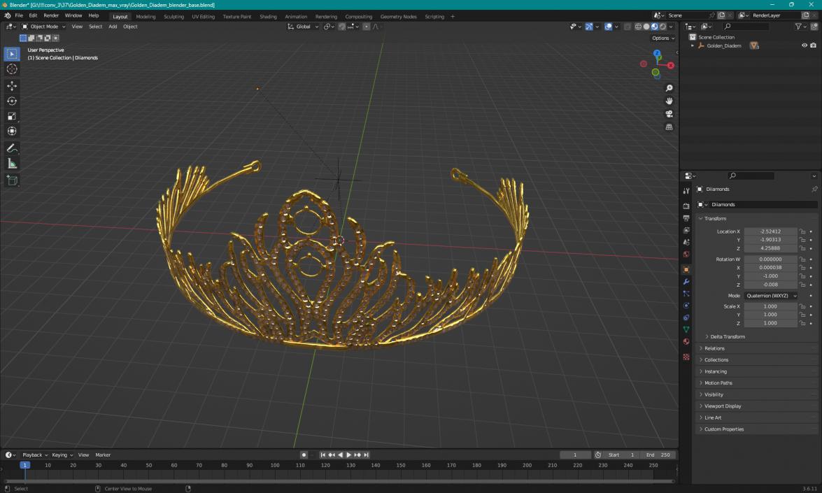 3D Golden Diadem model