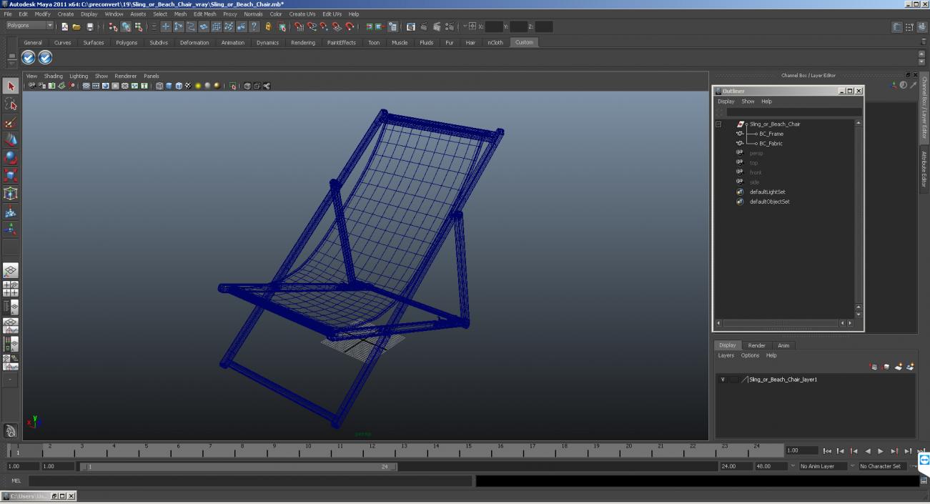 3D model Sling or Beach Chair