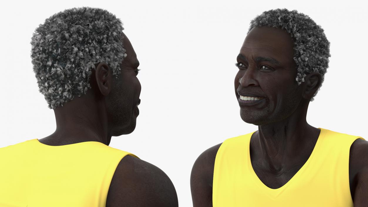 Afro American Old Gentleman in Sleeping Suit Sitting 2 3D model