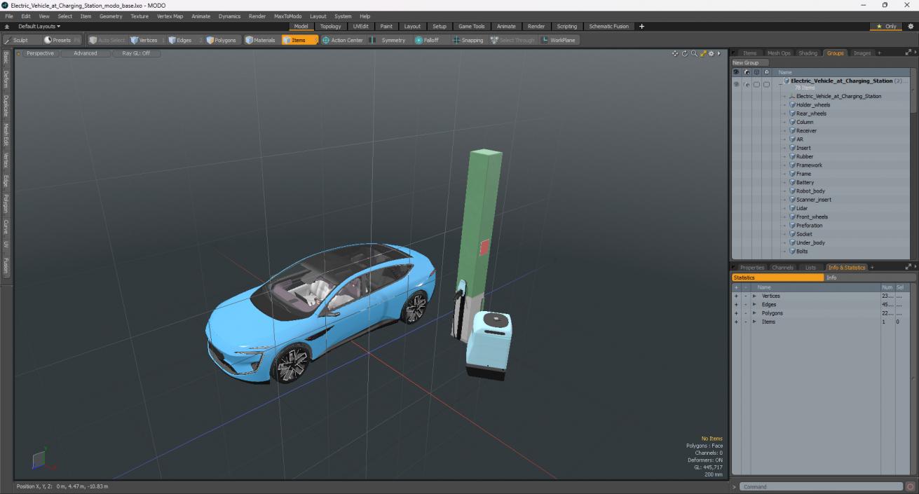 3D Electric Vehicle at Charging Station