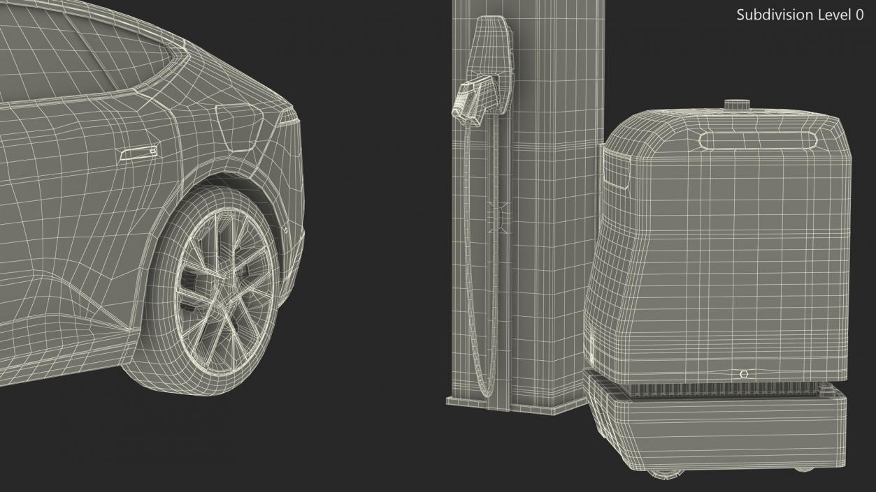 3D Electric Vehicle at Charging Station