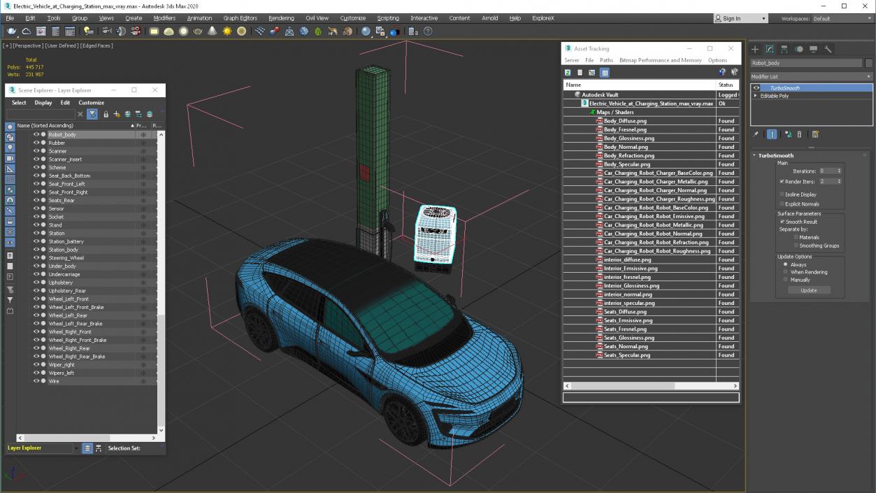 3D Electric Vehicle at Charging Station