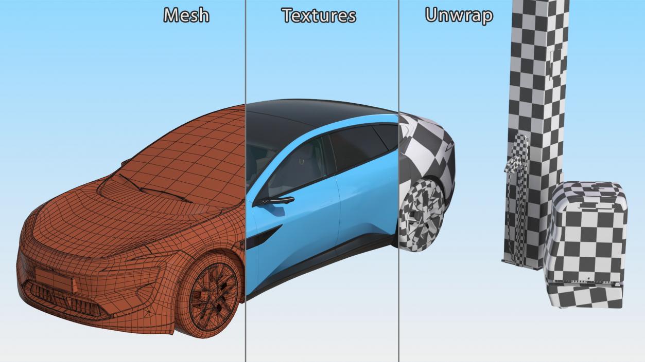 3D Electric Vehicle at Charging Station