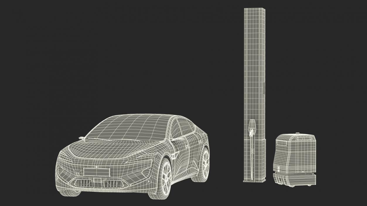 3D Electric Vehicle at Charging Station