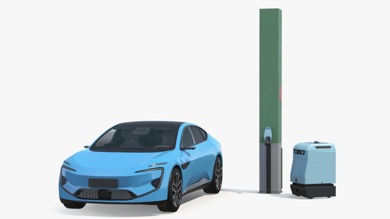 3D Electric Vehicle at Charging Station