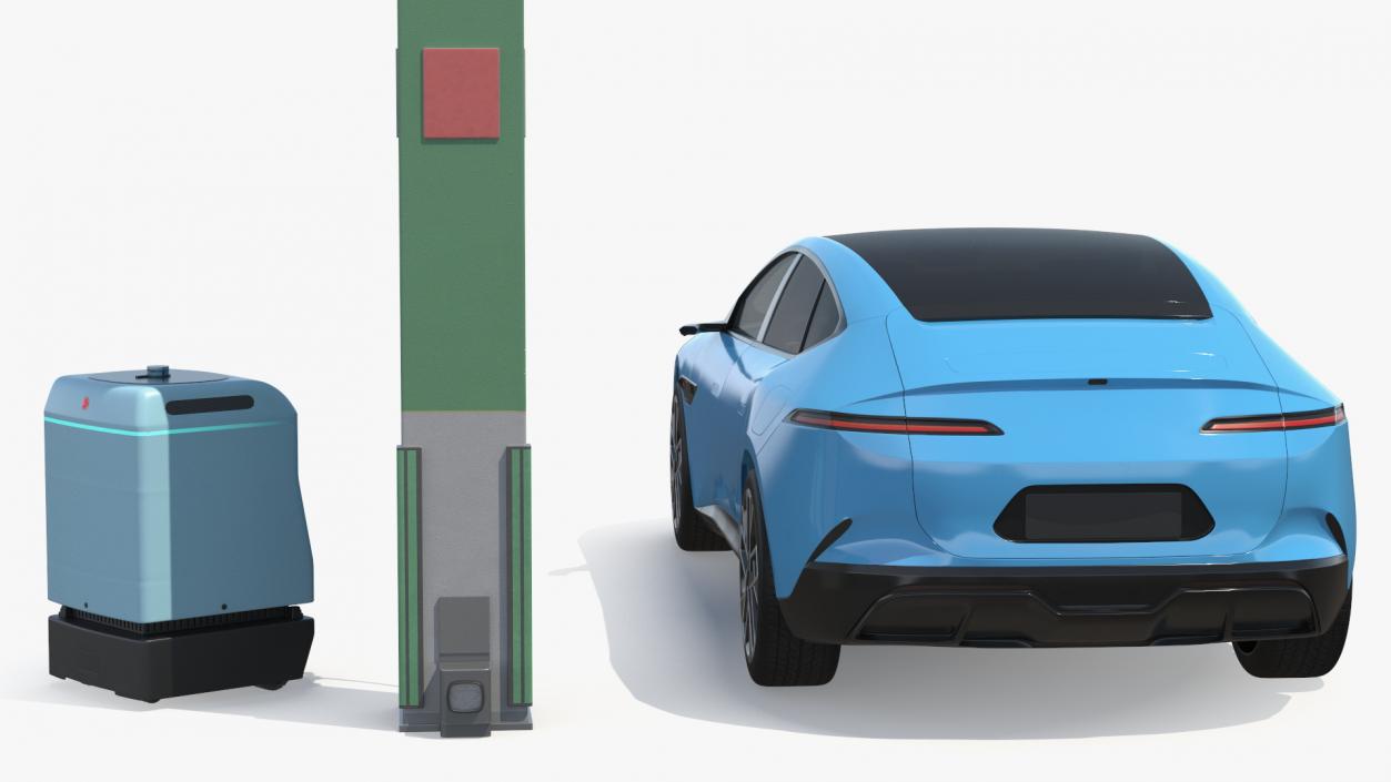 3D Electric Vehicle at Charging Station