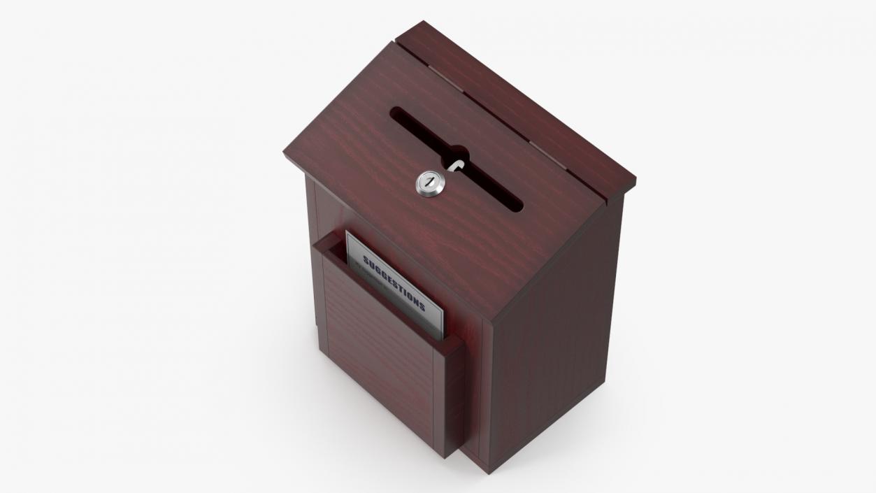 3D Red Wood Locking Suggestion Box with Card 2 model