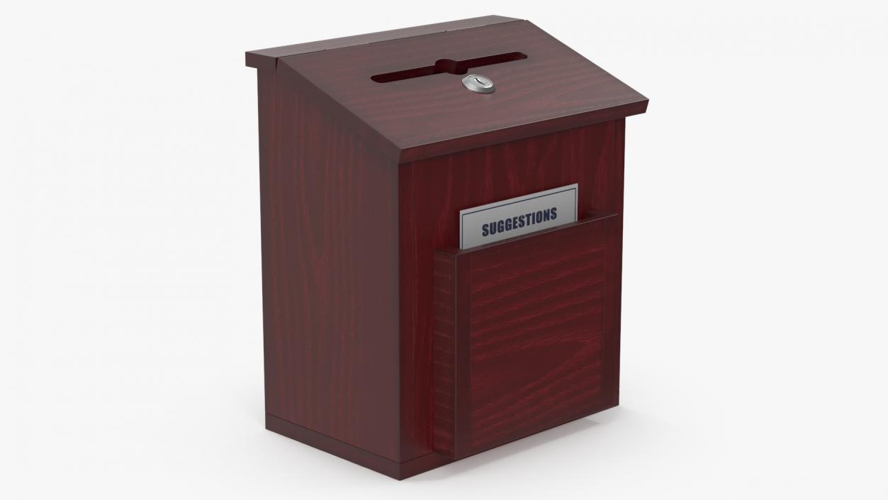 3D Red Wood Locking Suggestion Box with Card 2 model