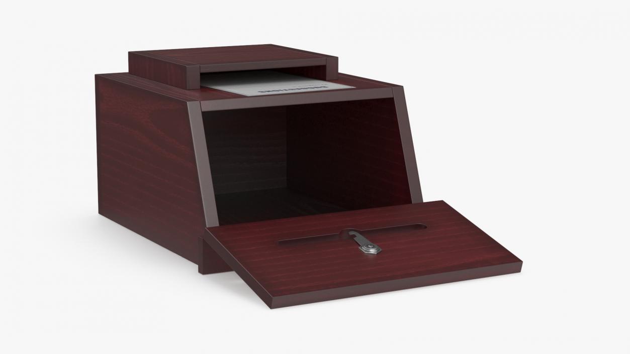 3D Red Wood Locking Suggestion Box with Card 2 model