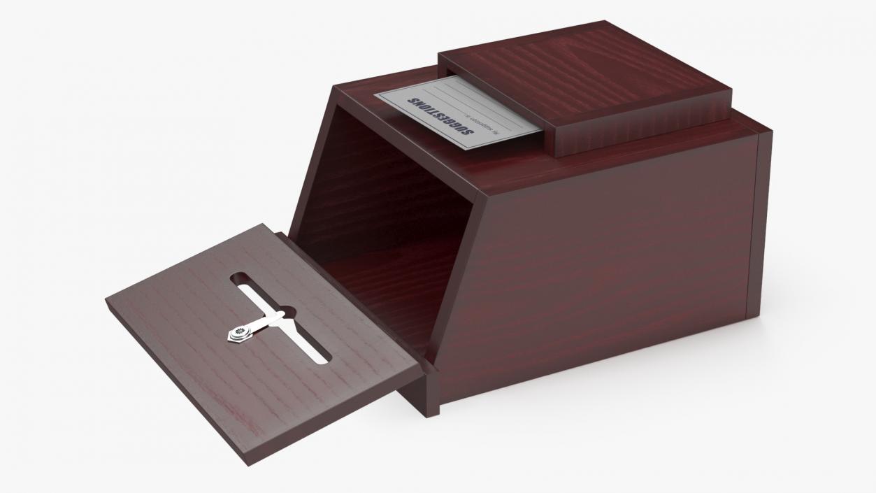 3D Red Wood Locking Suggestion Box with Card 2 model