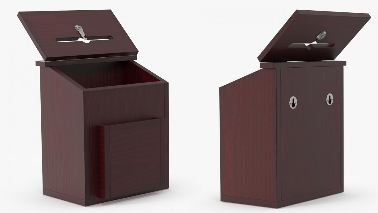 3D Red Wood Locking Suggestion Box with Card 2 model