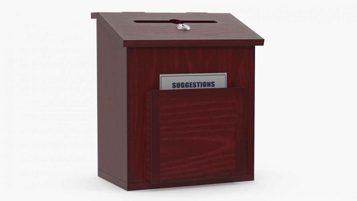 3D Red Wood Locking Suggestion Box with Card 2 model