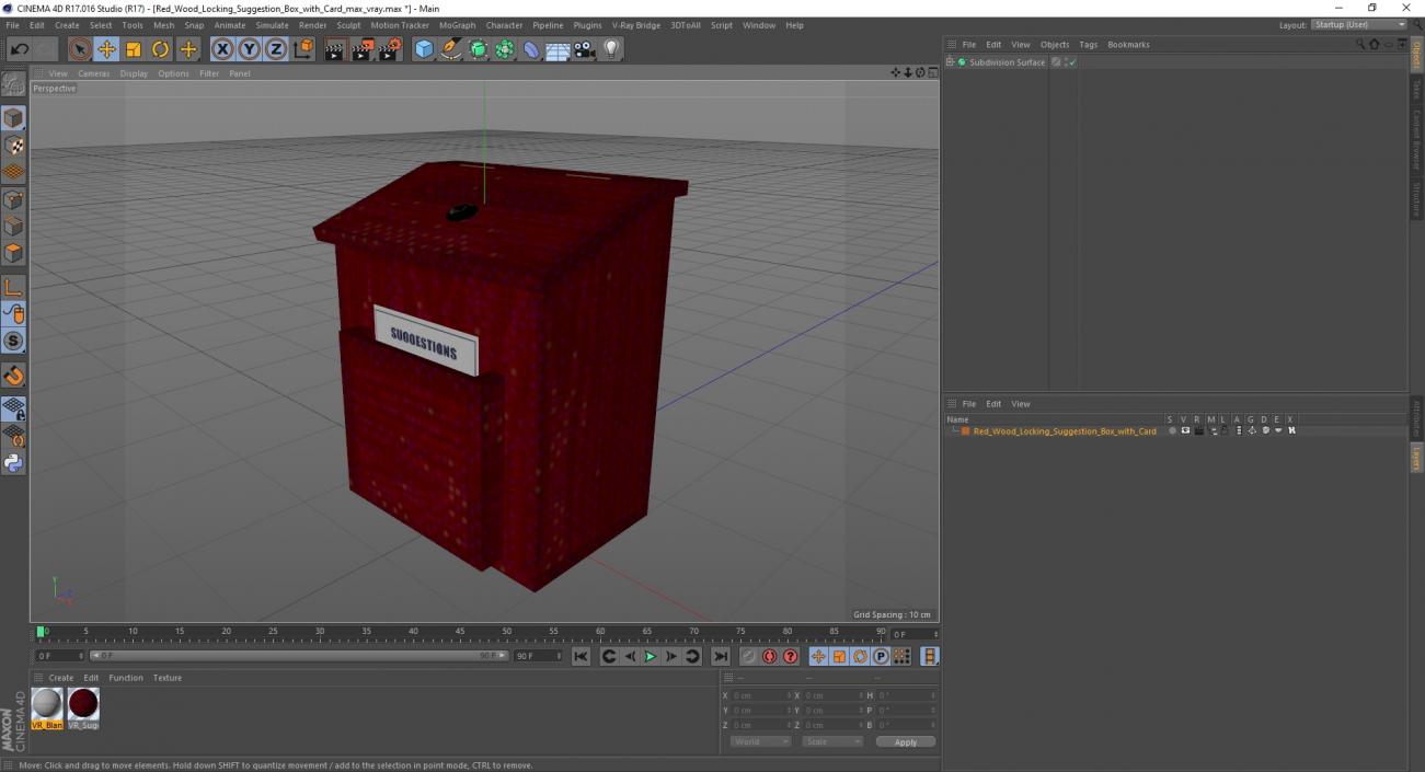 3D Red Wood Locking Suggestion Box with Card 2 model