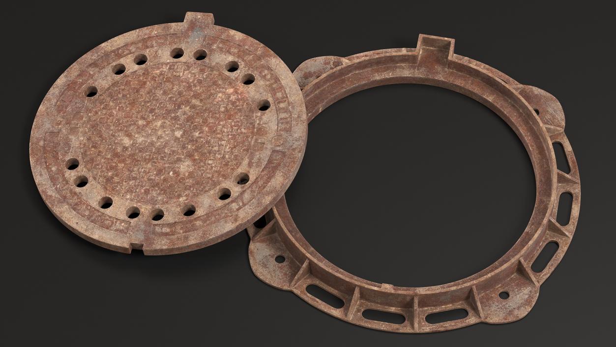 Rusty Manhole Cover 3D model