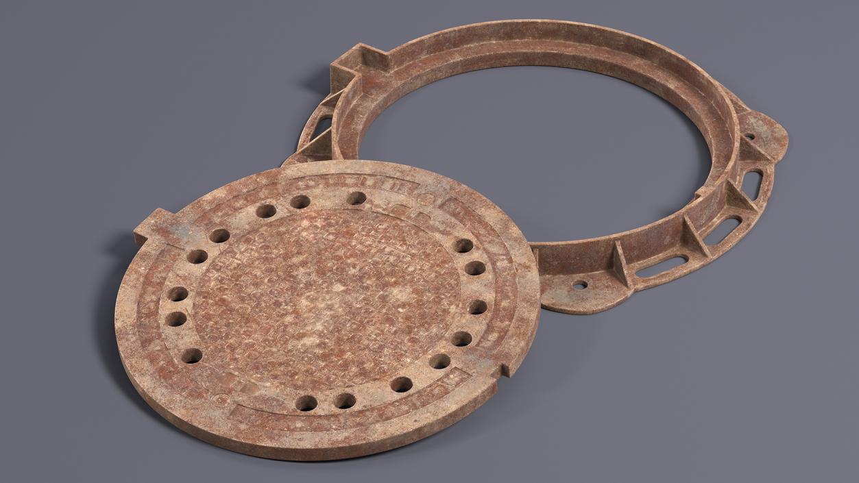 Rusty Manhole Cover 3D model