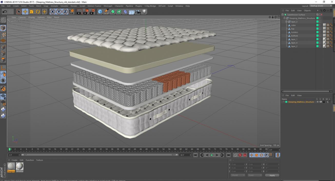 Sleeping Mattress Structure 3D