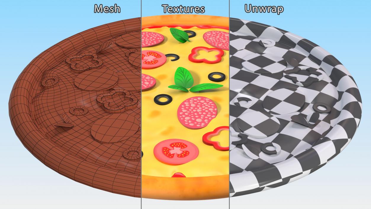 Cartoon Pepperoni Pizza Whole 3D model