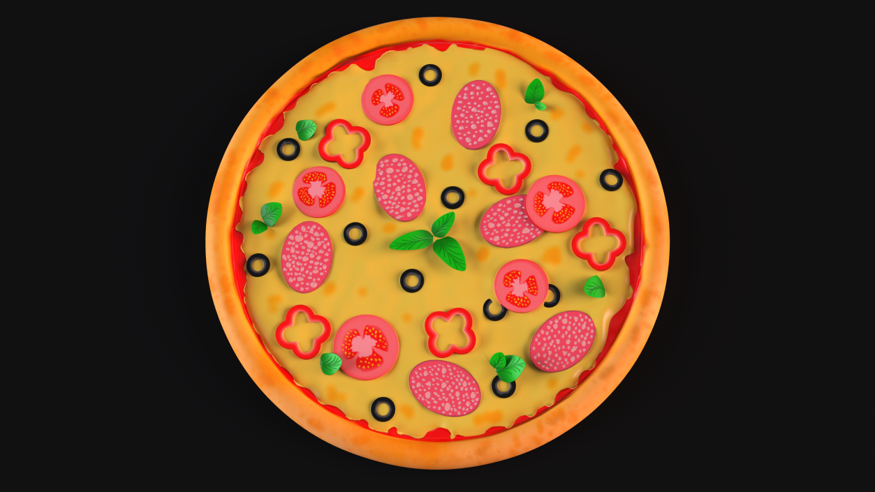 Cartoon Pepperoni Pizza Whole 3D model