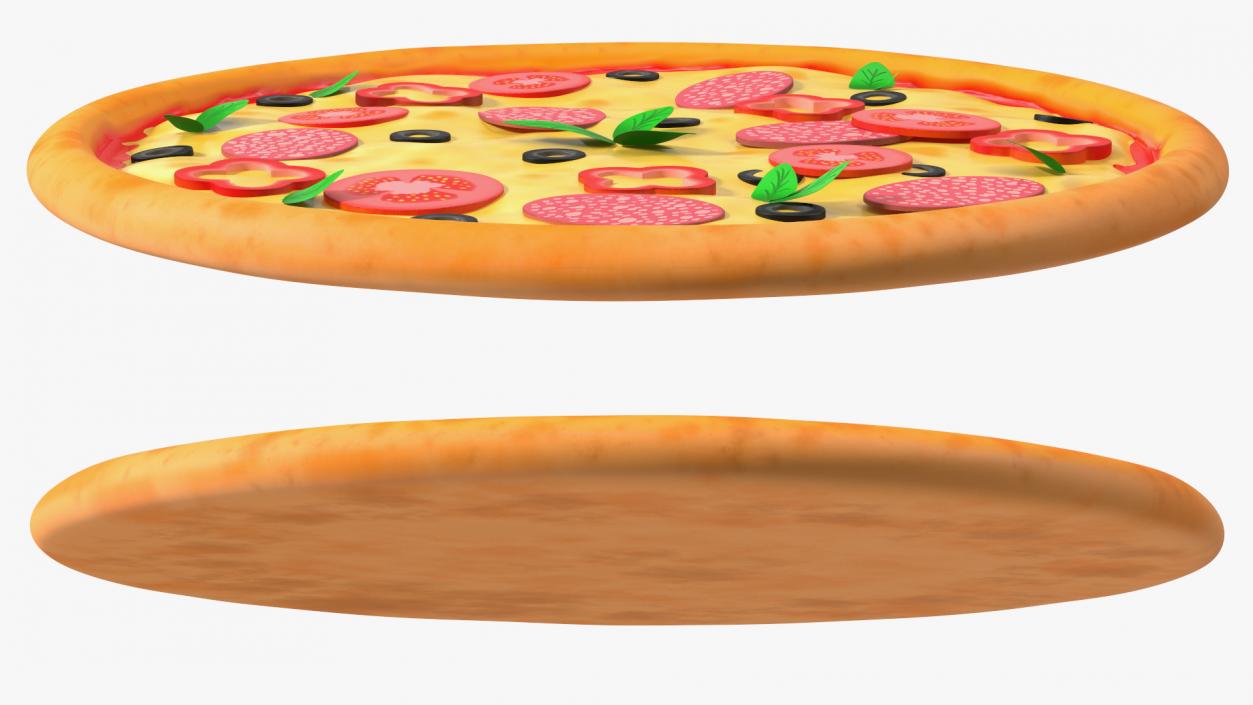 Cartoon Pepperoni Pizza Whole 3D model