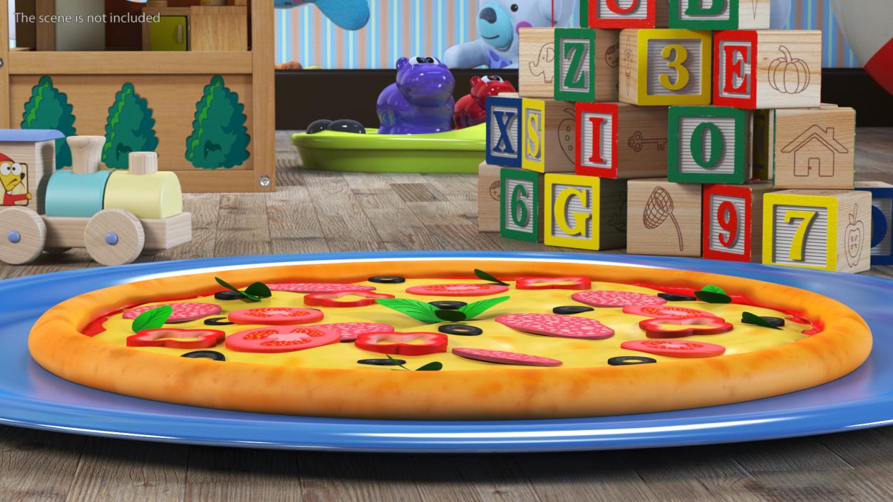 Cartoon Pepperoni Pizza Whole 3D model